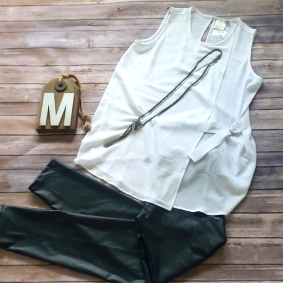 Cato white faux wrap top with adjustable side buckle NWT - Picture 2 of 8